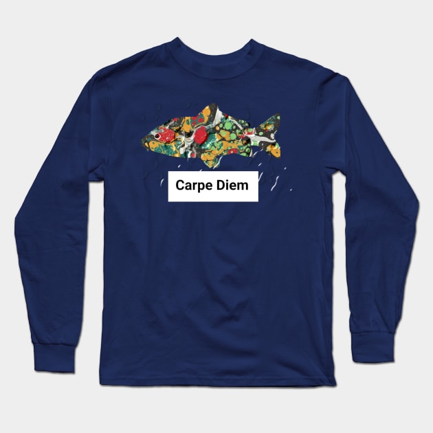 Carpe Diem Koi Long Sleeve T-Shirt by MarbleCloud